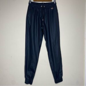 Sweaty Betty Womens Black Faux Leather  Side Pockets Active  Pants Joggers Small